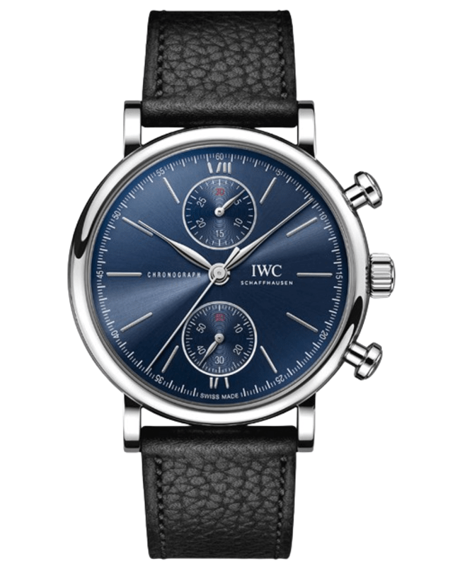 IWC Portofino Chronograph 39 Laureus Sport for Good Edition Automatic Blue Dial Black Leather Strap Men's Watch IW391408