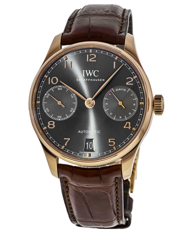 IWC Portugieser Automatic 7 Day Power Reserve 18kt Rose Gold Grey Dial Men's Watch IW500702