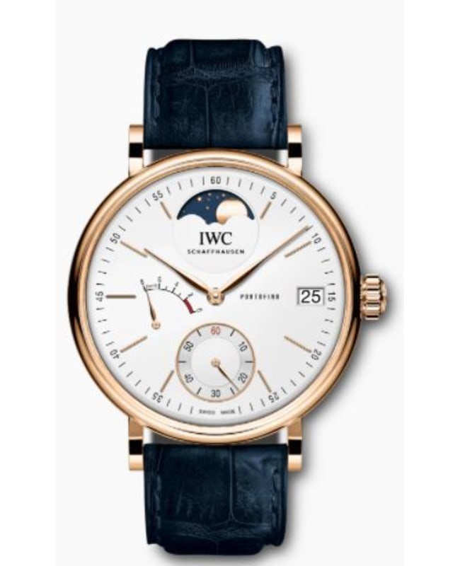 IWC Portofino Hand Wound Moon Phase White Dial Leather Strap Men’s Watch