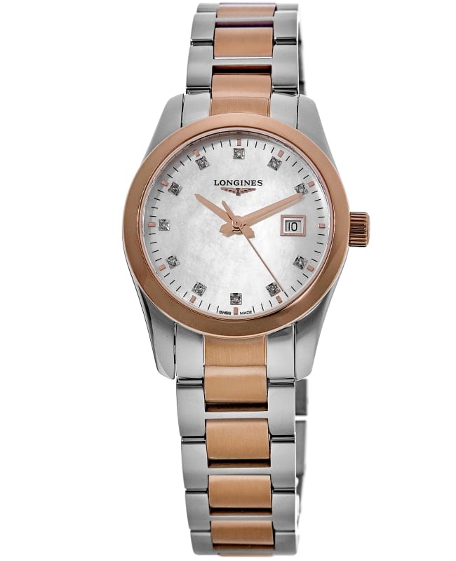 Longines Conquest Classic Mother of Pearl Dial Stainless Steel and Rose Gold PVD Women’s Watch