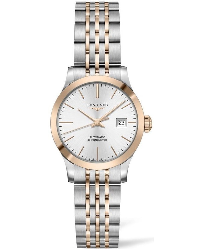 Longines Record Silver Dial Stainless Steel and Rose Gold Women’s Watch