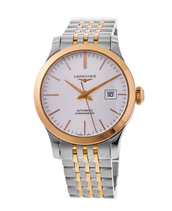 Longines Record Chronometer Automatic Silver Dial 18k Rose Gold Steel Womens Watch L23215727 L23215727 Longines Record Chronometer Automatic Silver Dial 18k Rose Gold Steel Womens Watch L23215727 L23215727