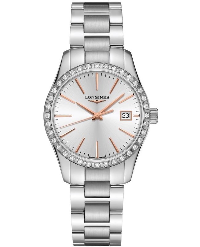 Longines Conquest Classic Silver Dial Diamond Stainless Steel Women's Watch L2.386.0.72.6