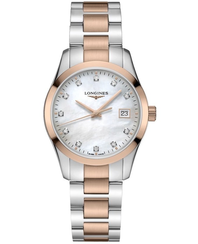 Longines Conquest Classic Mother of Pearl Dial Diamond Two Toned Stainless Steel Women’s Watch