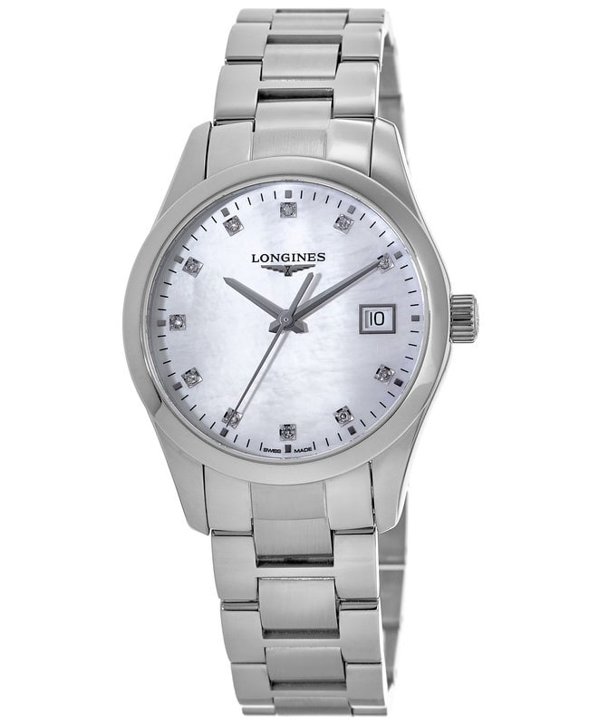 Longines Conquest Classic White Mother of Pearl Diamond Dial Stainless Steel Women's Watch L2.386.4.87.6