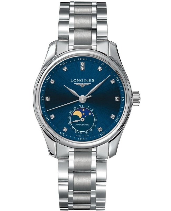 Longines Master Collection Moonphase Automatic Blue Diamond Dial Steel Women's Watch L2.409.4.97.6