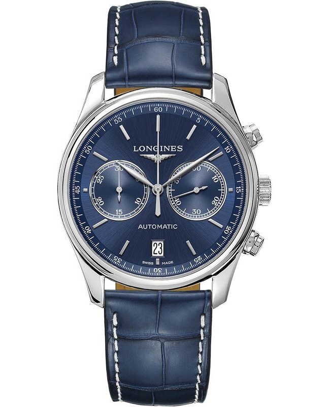 Longines Master Collection Automatic 40mm Chronograph Blue Dial Leather Strap Men's Watch L2.629.4.92.0