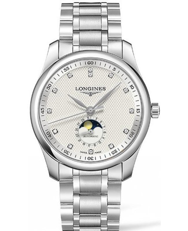 Longines Master Collection Moonphase Automatic Silver Dial Diamond Stainless Steel Men's Watch L2.909.4.77.6