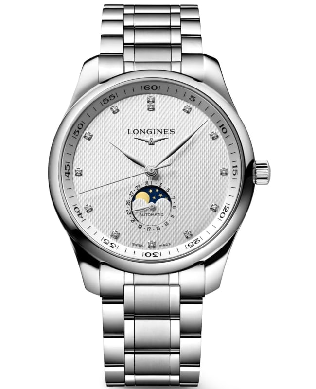 Longines Master Collection Moonphase Automatic Silver Diamond Dial Steel Men's Watch L29194776