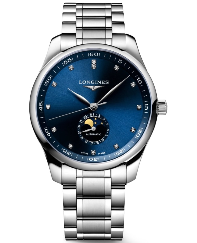 Longines Master Collection Moonphase Blue Diamond Dial Steel Men’s Watch