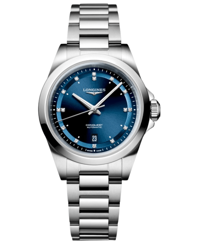Longines Conquest Automatic Blue Diamond Dial Stainless Steel Women's Watch L3.320.4.97.6
