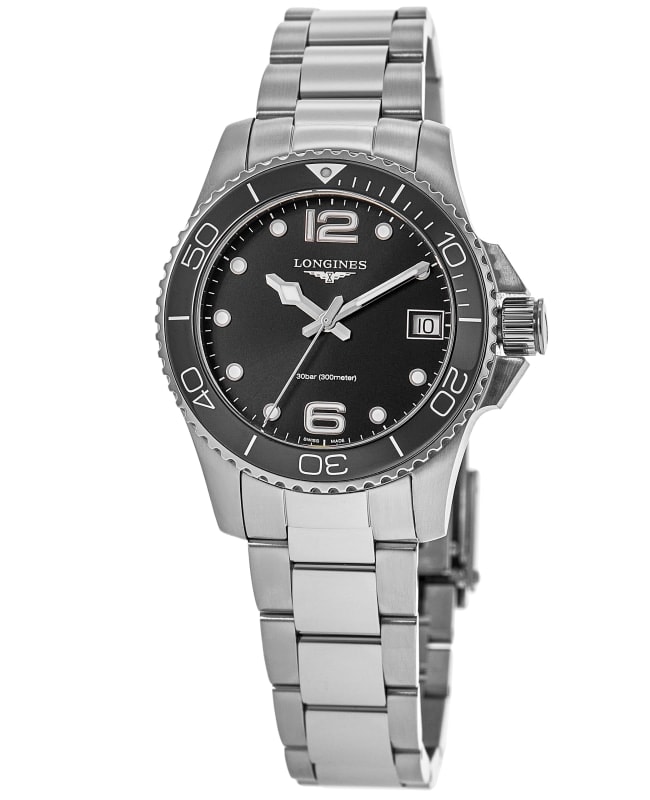 Longines HydroConquest Quartz Black Dial Stainless Steel Women's Watch L3.370.4.56.6