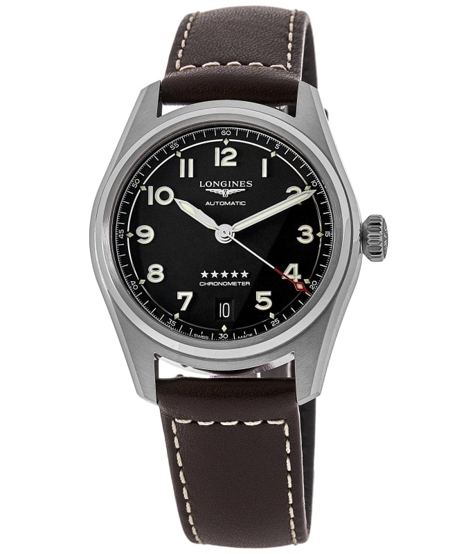 Longines Spirit Automatic Black Dial Leather Strap Men's Watch L3.410.4.53.0
