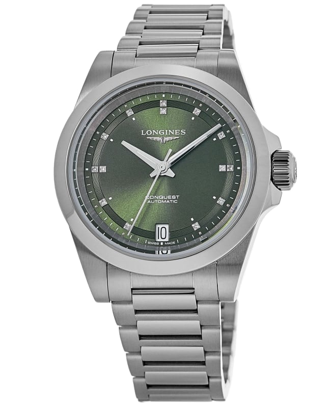 Longines Conquest Automatic Green Diamond Dial Stainless Steel Womens Watch L34304076 L34304076