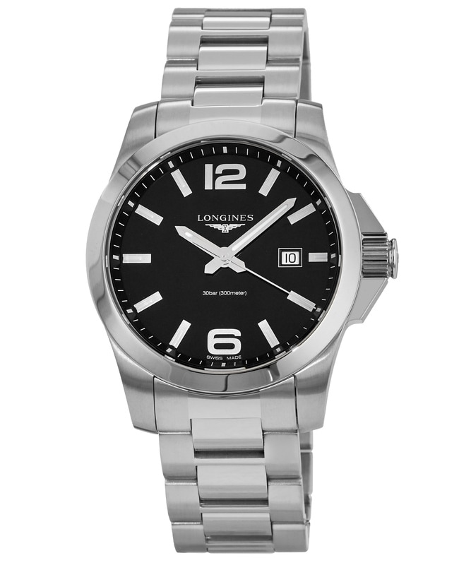 Longines Conquest Quartz Black Dial Steel Men’s Watch