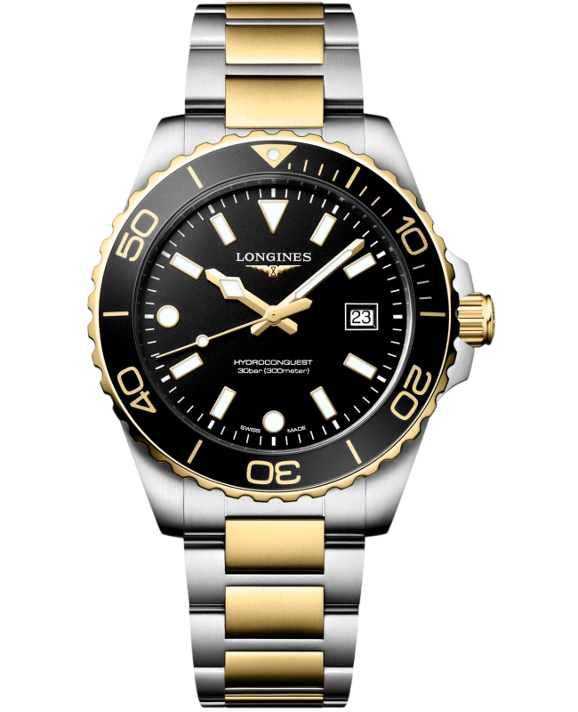 Longines HydroConquest Quartz 42mm Black Dial Two-Tone Stainless Steel Men's Watch L3.769.3.56.7