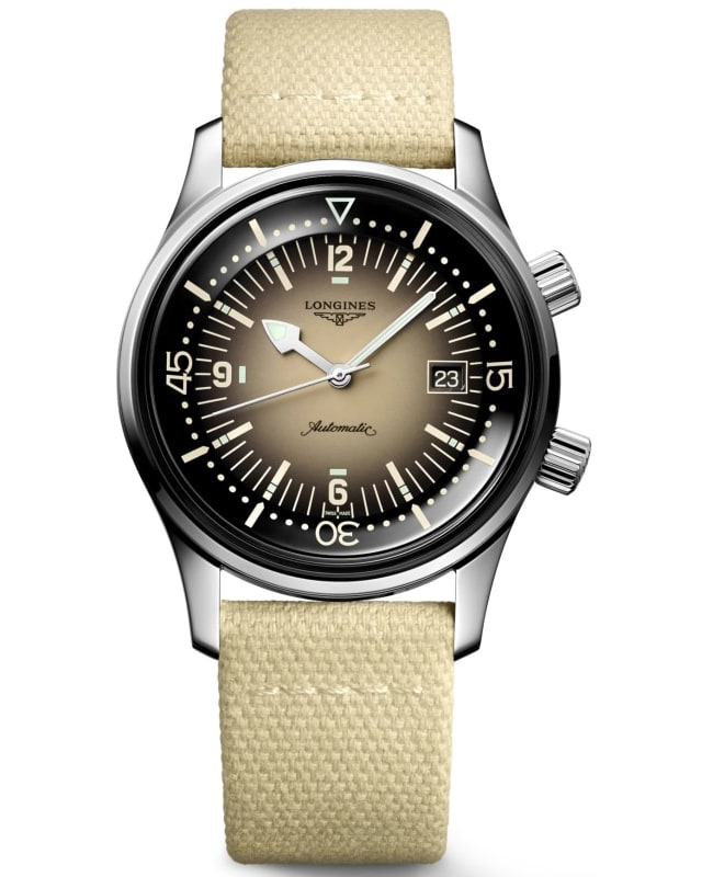 Longines Legend Diver Beige Dial Fabric Strap Men’s Watch