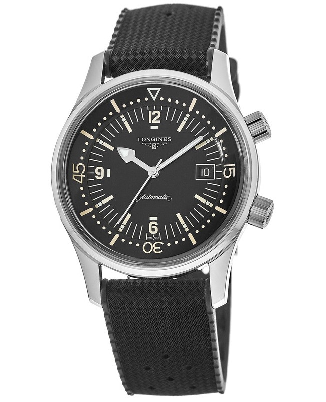 Longines Legend Diver Automatic Black Dial Rubber Strap Men's Watch L3.774.4.50.9