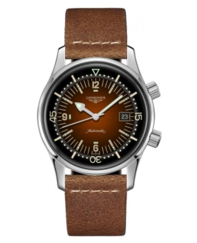 Longines Legend Diver Automatic Brown Dial Leather Strap Men’s Watch