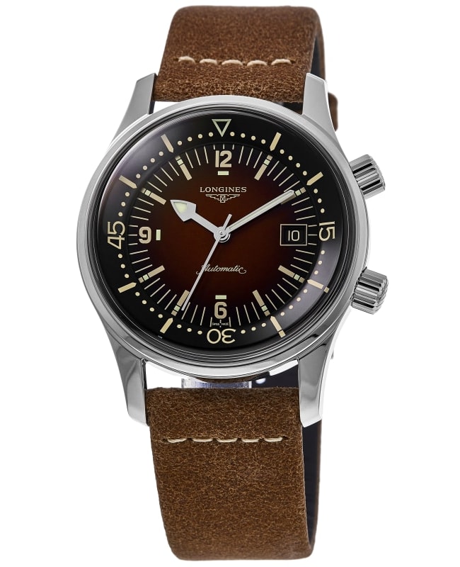 Longines Legend Diver Automatic Brown Dial Leather Strap Men's Watch L3.774.4.60.2