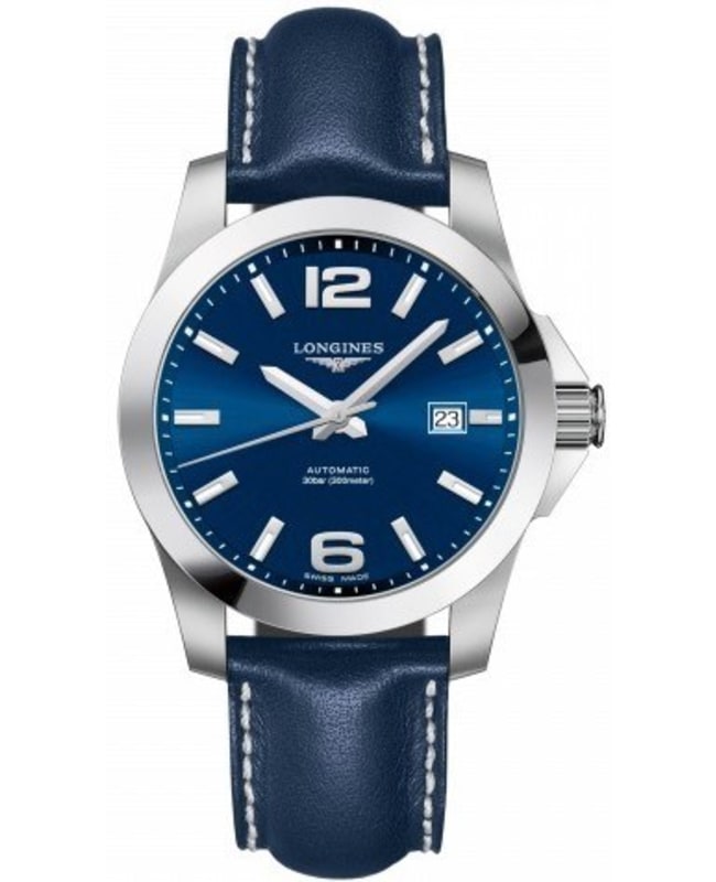 Longines Conquest Automatic Blue Dial Leather Strap Men’s Watch