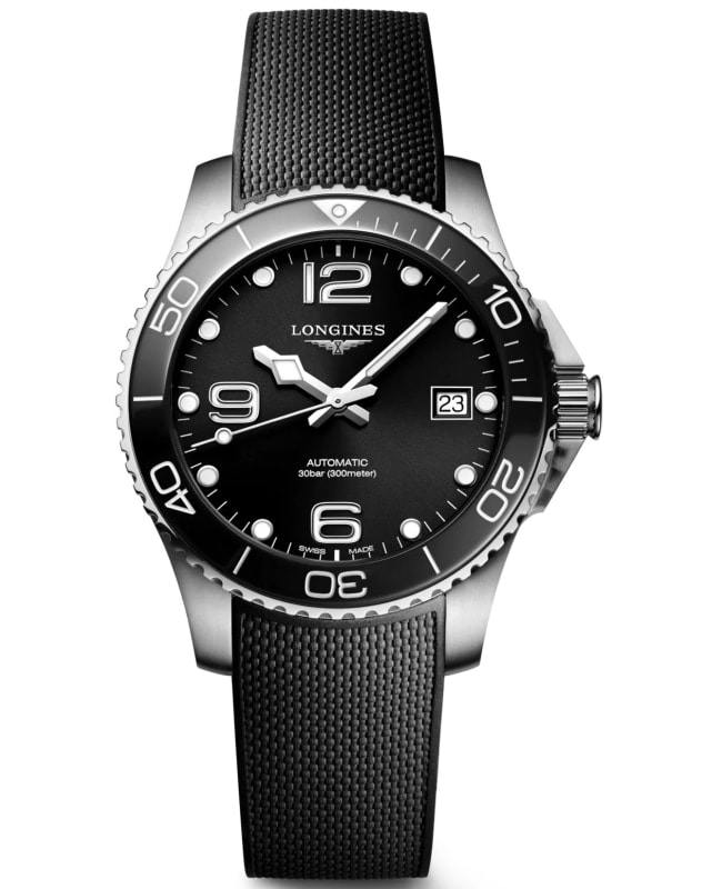 Longines HydroConquest Automatic Black Dial Rubber Strap Men’s Watch