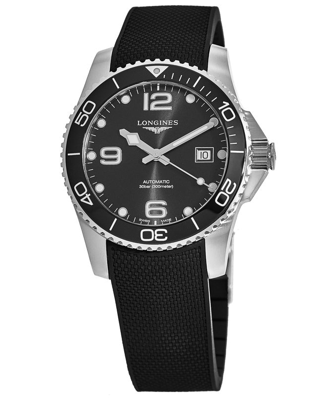 Longines HydroConquest Automatic Black Dial Rubber Strap Men's Watch L3.781.4.56.9