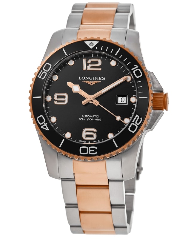 Longines HydroConquest Automatic Black Dial Rose Gold & Steel  Men's Watch L3.782.3.58.7