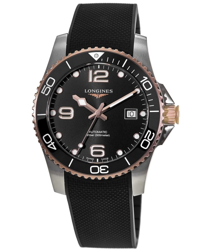 Longines HydroConquest Automatic Black Dial Steel and Rose Gold PVD Men’s Watch