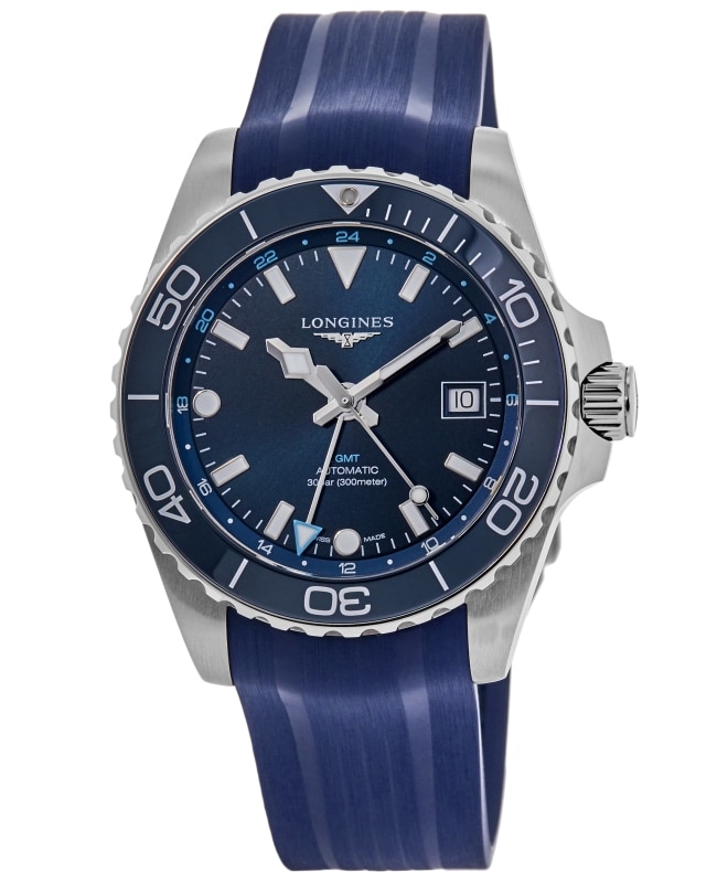 Longines HydroConquest GMT Blue Dial Rubber Strap Men's Watch L3.790.4.96.9