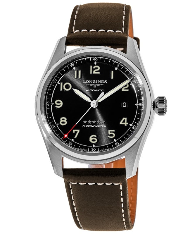 Longines Spirit Automatic Black Dial Leather Strap Men's Watch L3.810.4.53.0