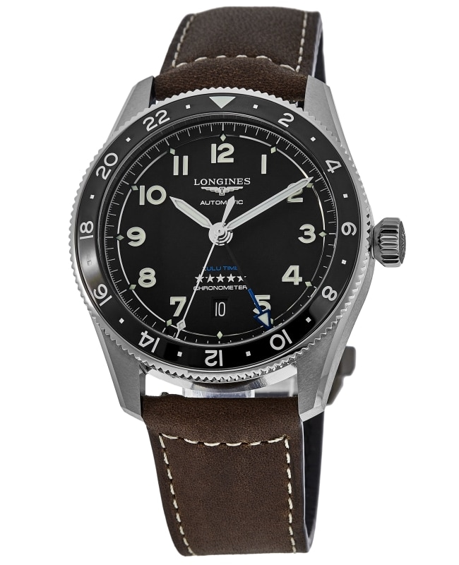 Longines Spirit Zulu Time Black Dial Leather Strap Men's Watch L3.812.4.53.2