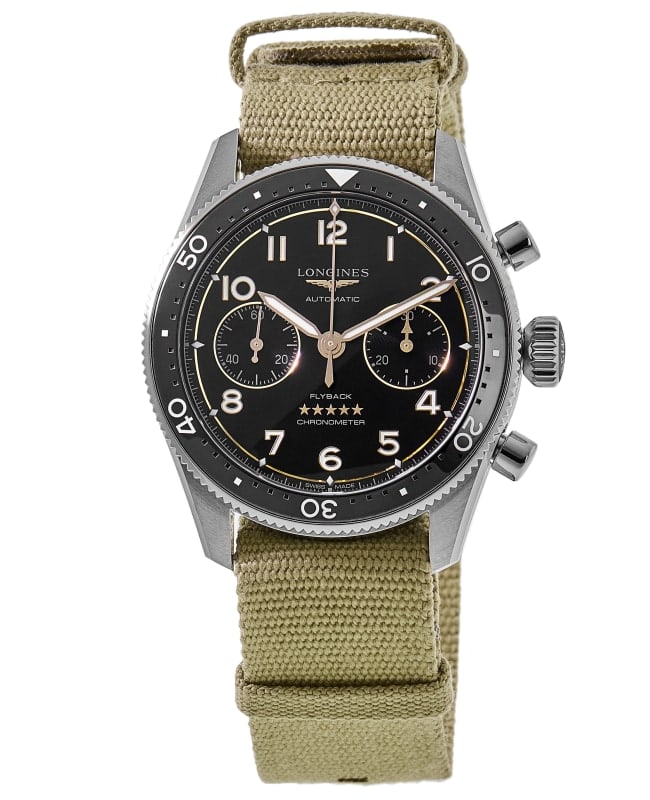 Longines Spirit Flyback 42mm Chronograph Black Dial  Men's Watch L3.821.4.53.9