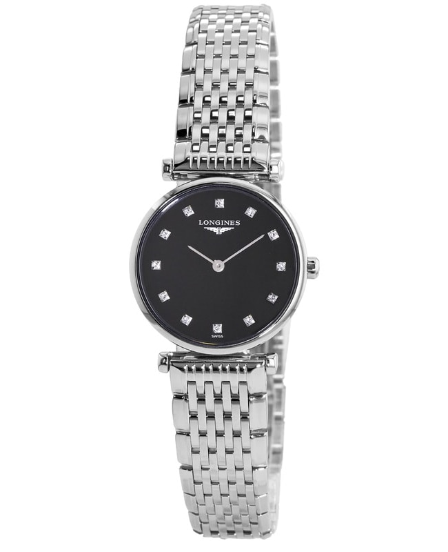 Longines La Grande Classique Quartz Black Diamond Dial Steel Women's Watch L4.209.4.58.C