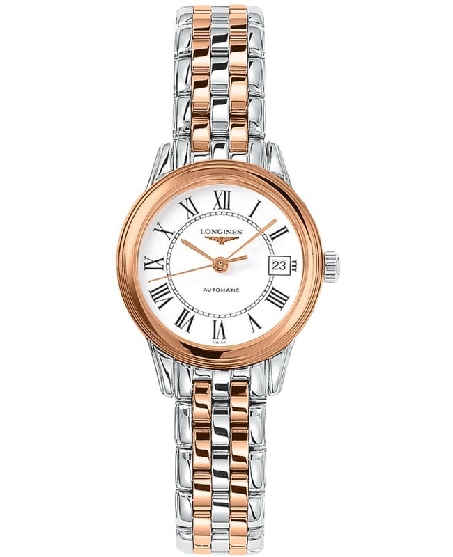 Longines Flagship Automatic White Dial Rose Gold PVD Steel Women's Watch L4.274.3.91.7
