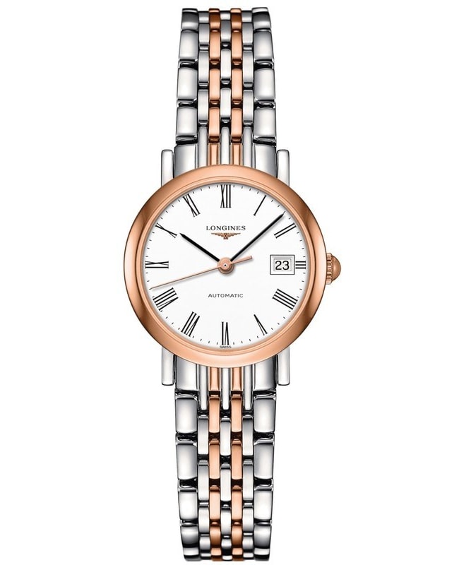 Longines Elegant Automatic White Dial Rose Gold-Plated Steel Women's Watch L4.309.5.11.7