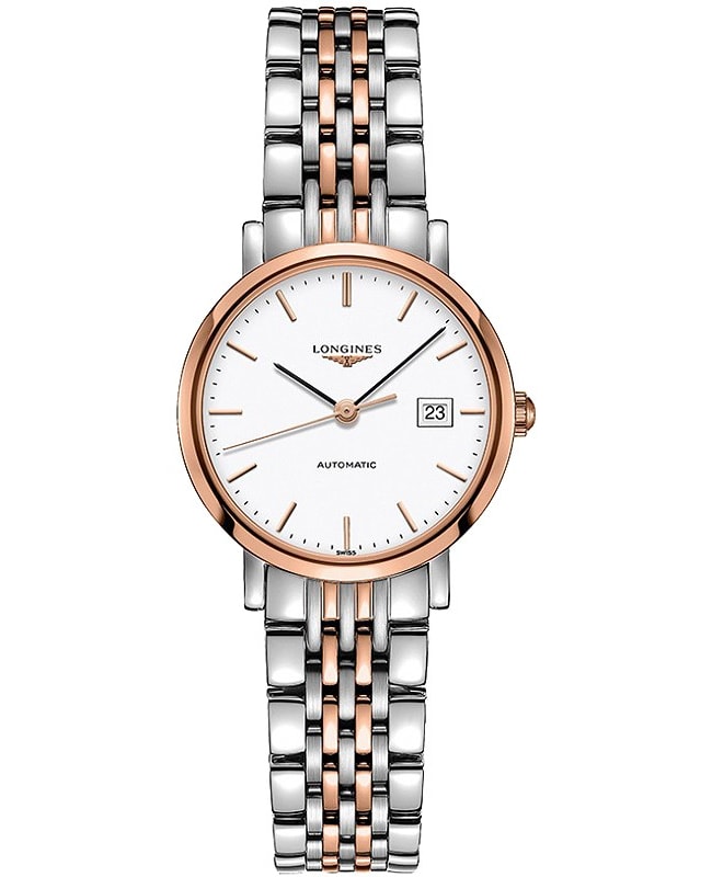 Longines Elegant Collection Automatic White Dial Rose Gold-Plated Steel Women's Watch L4.310.5.12.7