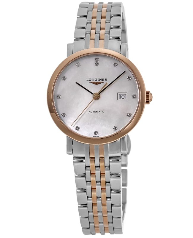 Longines Elegant Collection Mother of Pearl Diamond Dial Rose Gold & Steel Women's Watch L4.310.5.87.7