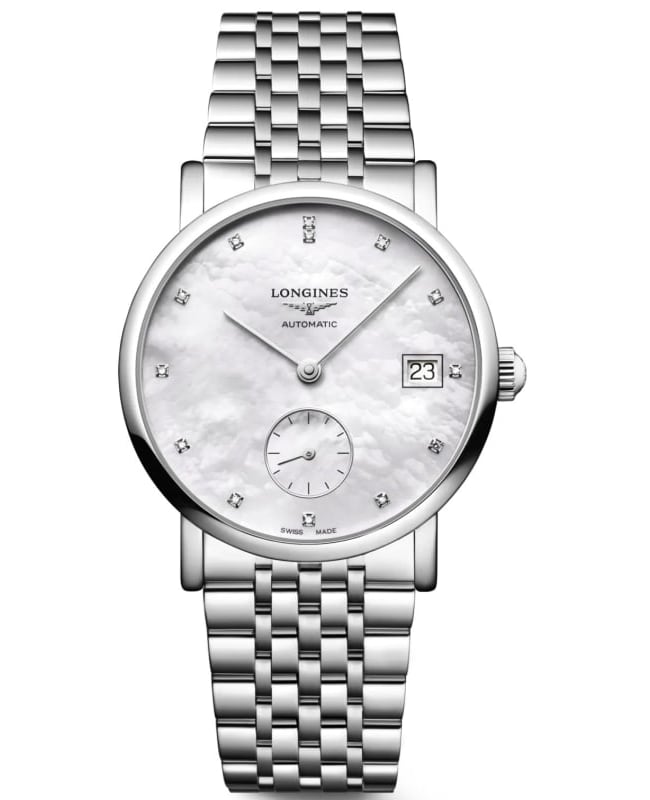 Longines Elegant Collection Automatic Mother of Pearl Diamond Dial Steel Women’s Watch