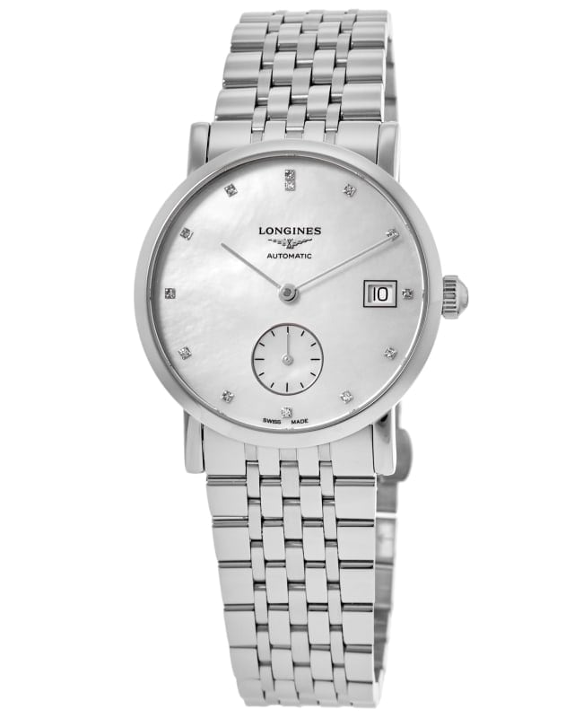 Longines Elegant Collection Automatic Mother of Pearl Diamond Dial Steel Women's Watch L4.312.4.87.6