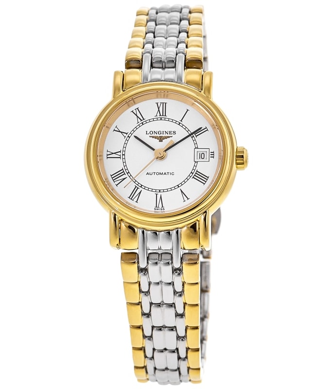 Longines Presence Automatic White Dial Yellow Gold PVD Steel Women's Watch L4.321.2.11.7