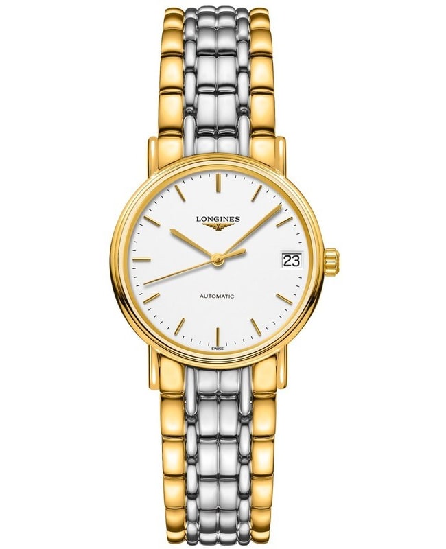 Longines Presence Automatic White Dial Yellow Gold PVD Steel Women's Watch L4.322.2.12.7