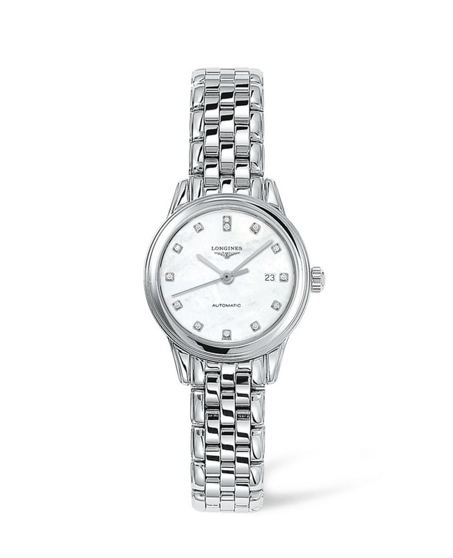 Longines Flagship Automatic Mother of Pearl Diamond Dial Steel Womens Watch L43744876 L43744876