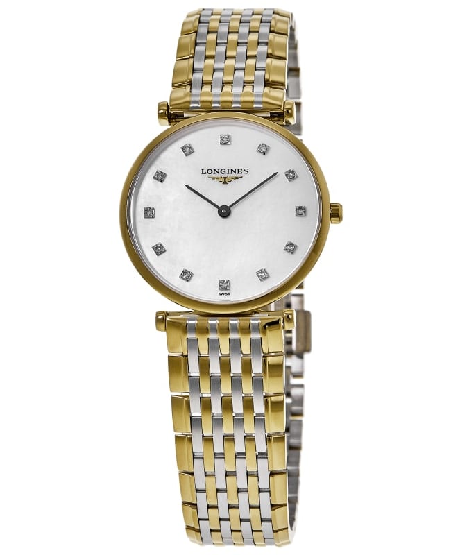 Longines La Grande Classique Quartz White Mother of Pearl Diamond Dial Two-Tone Steel Women's Watch L4.512.2.87.D