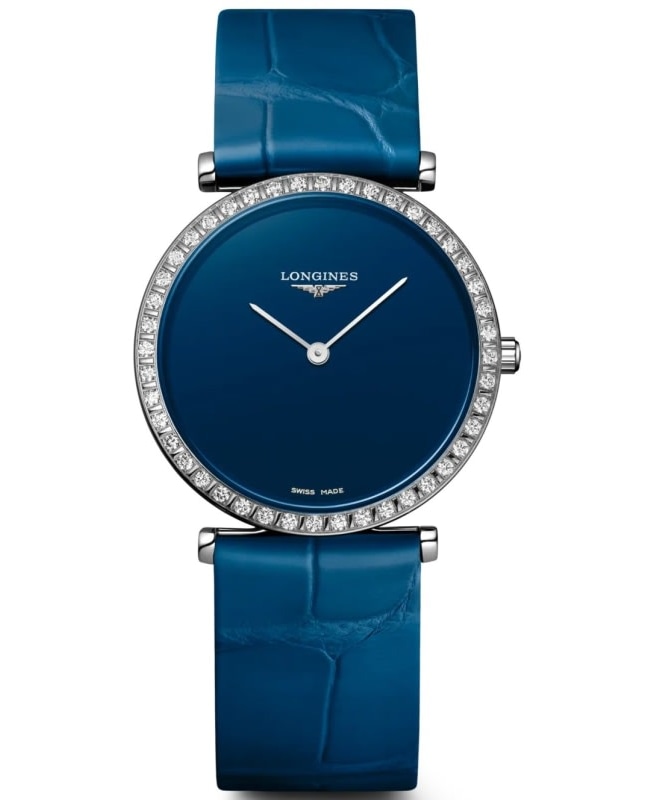 Longines La Grande Classique Quartz Blue Dial Diamond Leather Strap Women's Watch L4.523.0.90.B