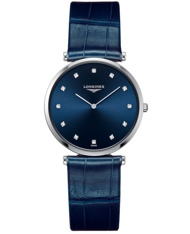 Longines La Grande Classique De Longines Blue Diamond Dial Leather Strap Women's Watch L4.709.4.97.2