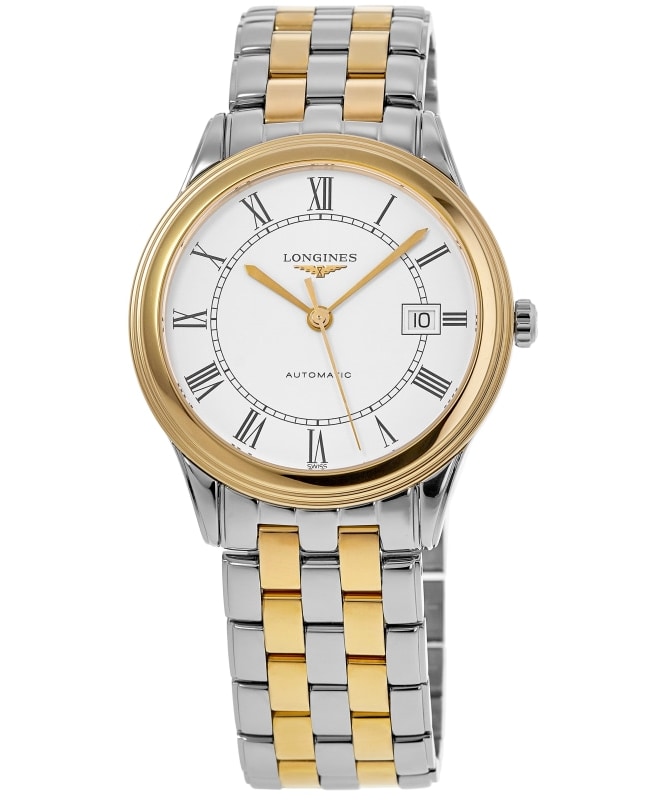 Longines Flagship Automatic White Roman Dial Two Tone Steel Unisex Watch L4.774.3.21.7