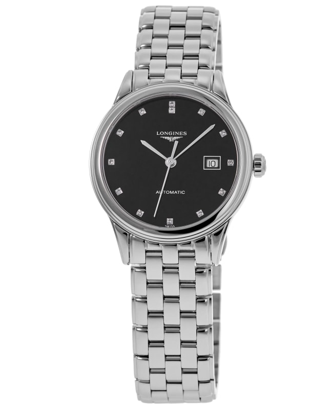 Longines Flagship Automatic Black Diamond Dial Stainless Steel Women's Watch L4.774.4.57.6