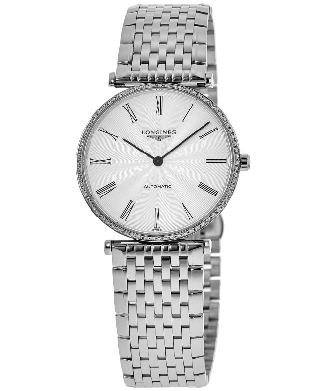 Longines La Grande Classique Automatic 36mm Silver Dial Custom Diamond Bezel Women's Watch L4.908.4.71.6-CD