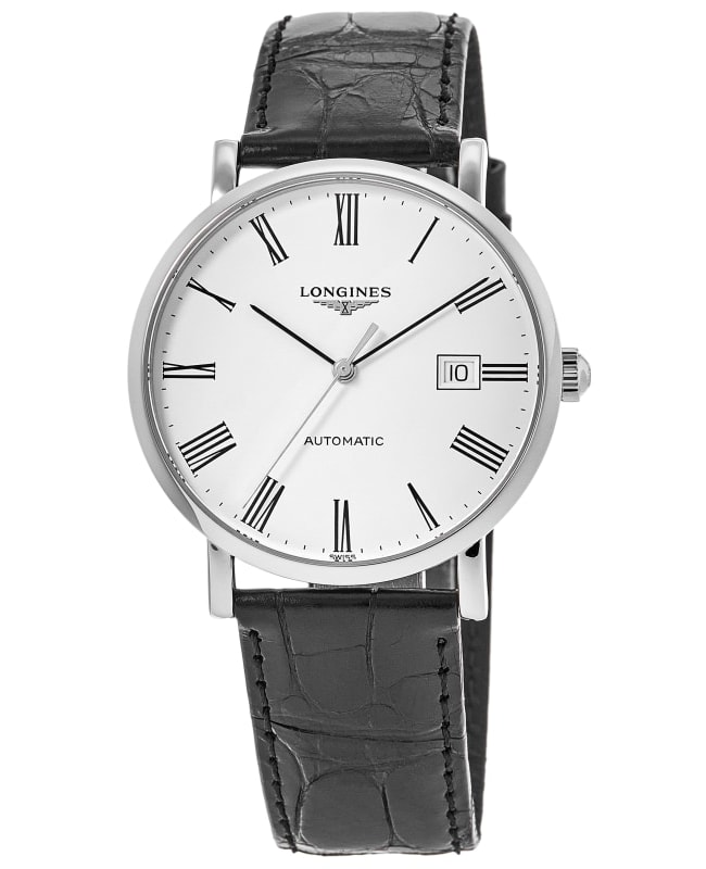 Longines Elegant Automatic White Dial Leather Strap Men's Watch L4.910.4.11.2